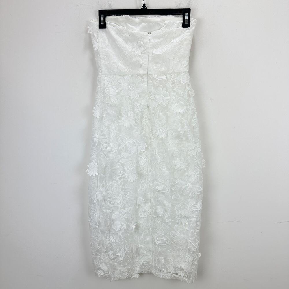 Lulu's White Strapless Midi Dress with Floral Appliqué - Picture 8 of 11